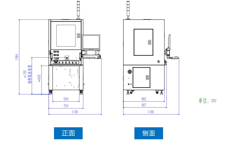 GJ331柜式點膠機外形尺寸圖